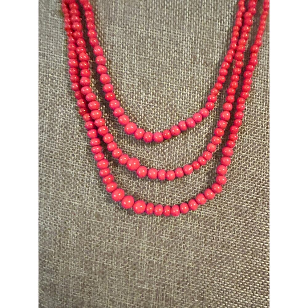 Vintage Multi Strand Red Coral Bead Torsade Necklace Twisted Statement - Picture 3 of 7